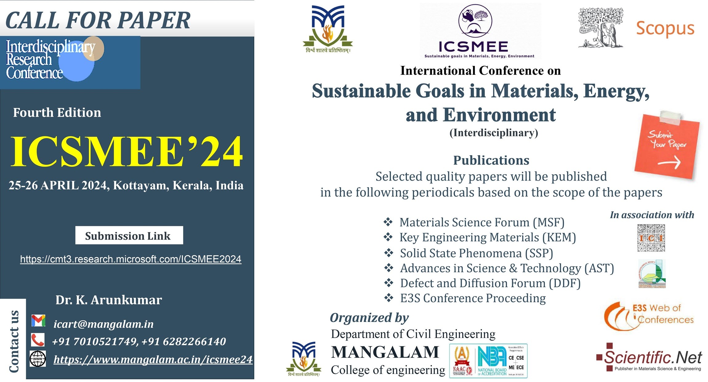 International Conference on Sustainable Goals in Materials, Energy and Environment