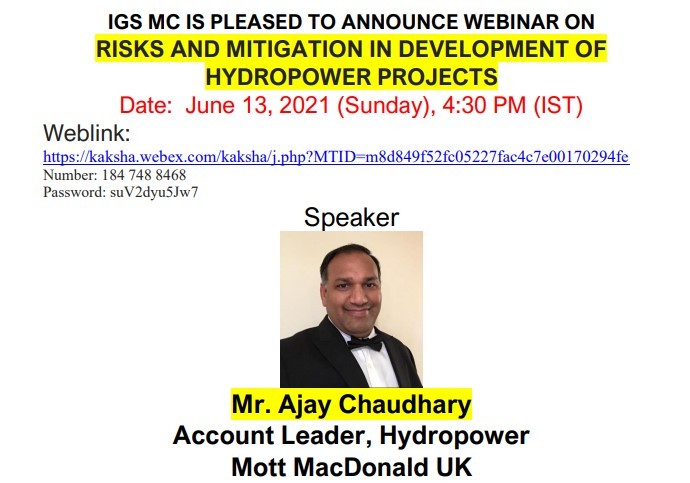 WEBINAR ON RISKS AND MITIGATION IN DEVELOPMENT OF  HYDROPOWER PROJECTS
