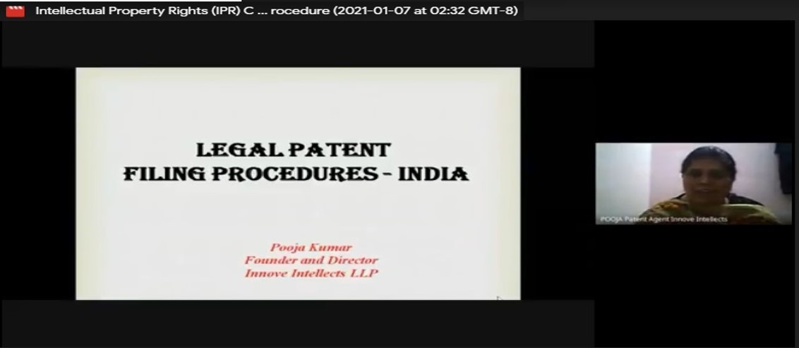 Webinar on “Legal Patent filing procedure in India”